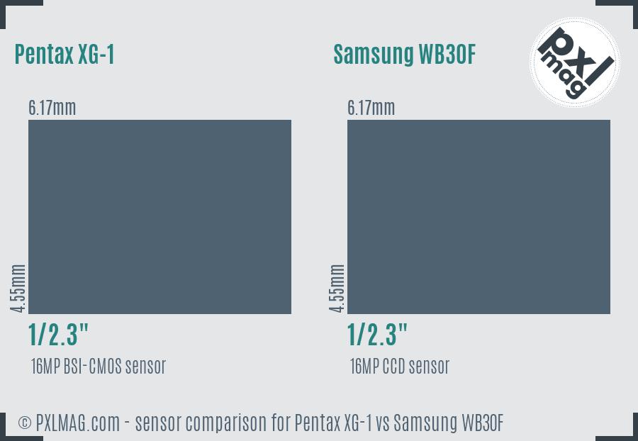 Pentax XG-1 vs Samsung WB30F sensor size comparison
