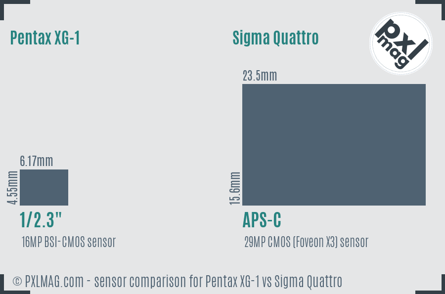 Pentax XG-1 vs Sigma Quattro sensor size comparison