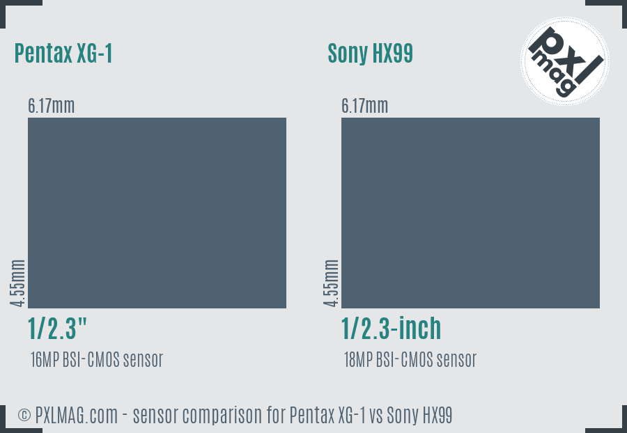 Pentax XG-1 vs Sony HX99 sensor size comparison Pentax XG-1 vs Sony HX99 sensor size comparison