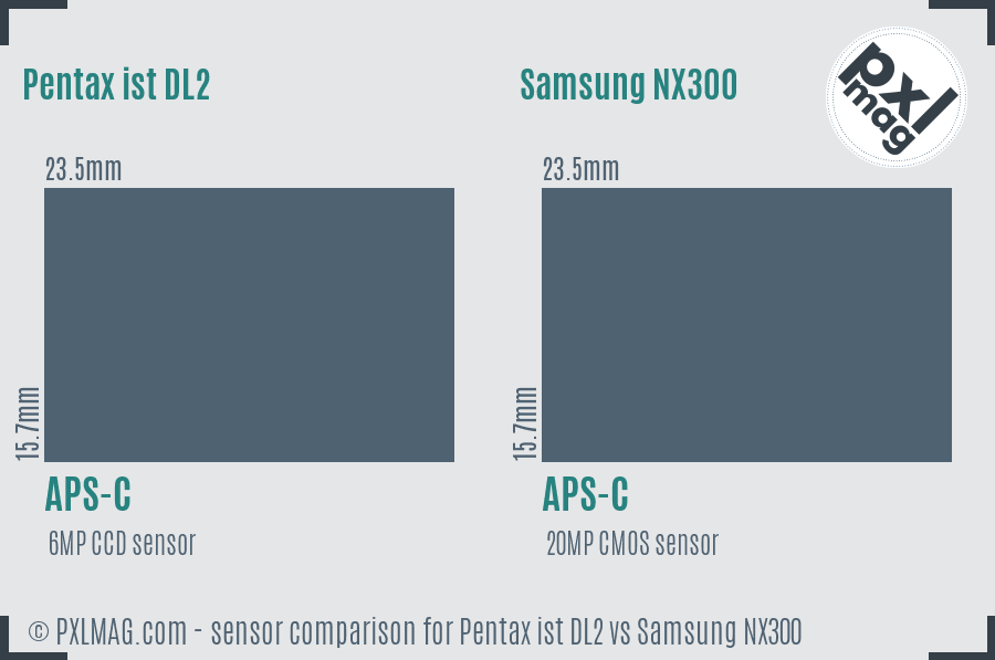 Pentax ist DL2 vs Samsung NX300 sensor size comparison