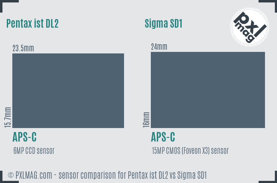 Pentax ist DL2 vs Sigma SD1 sensor size comparison