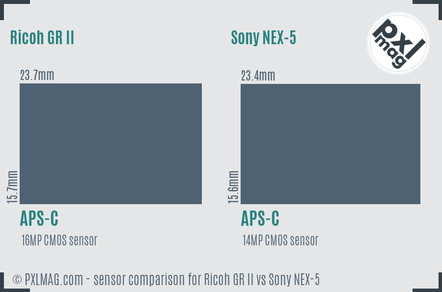 Ricoh GR II vs Sony NEX-5 sensor size comparison Ricoh GR II vs Sony NEX-5 sensor size comparison