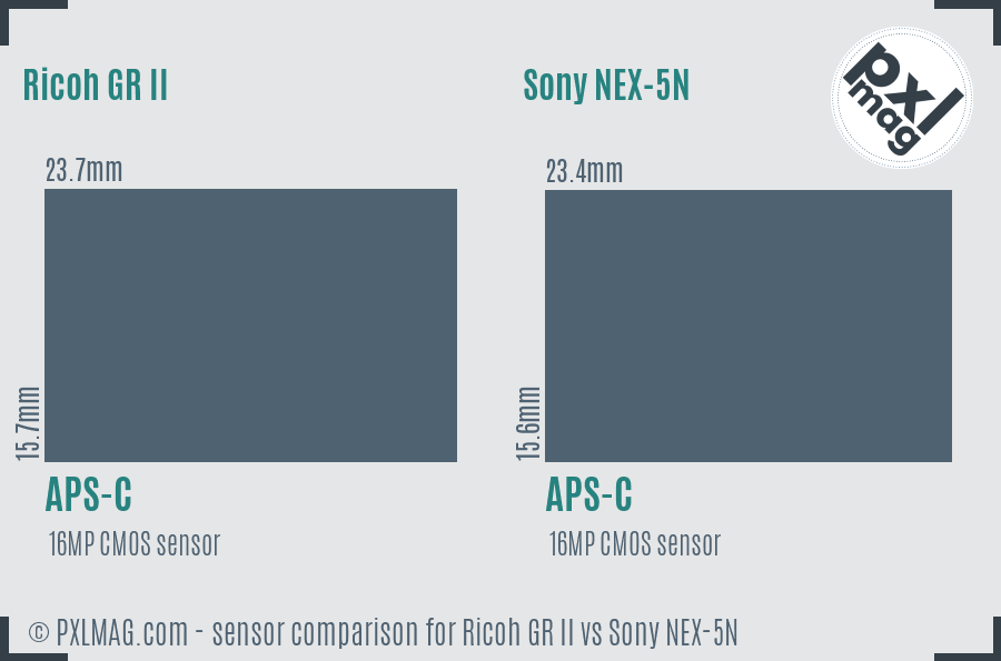 Ricoh GR II vs Sony NEX-5N sensor size comparison