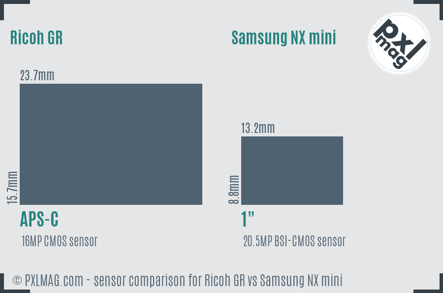 Ricoh GR vs Samsung NX mini sensor size comparison