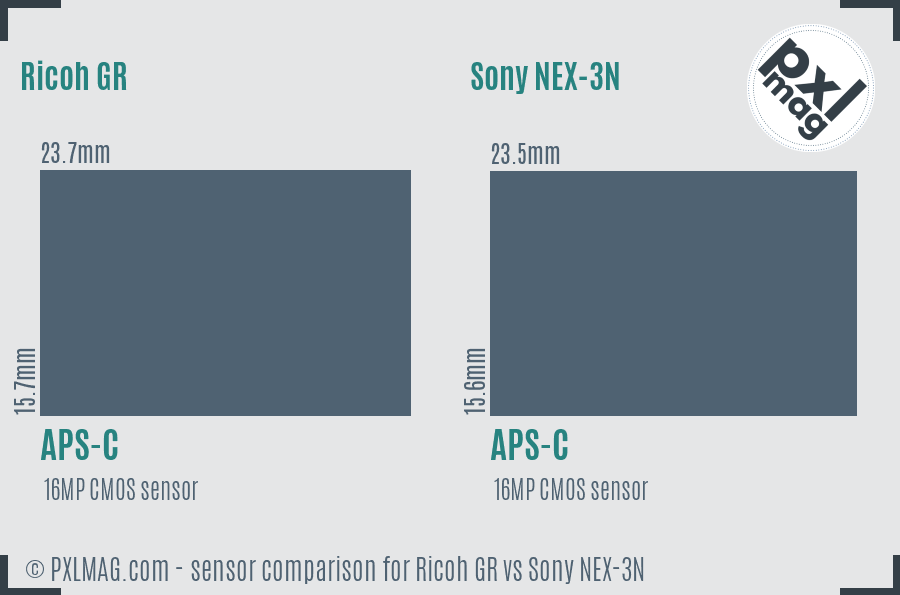 Ricoh GR vs Sony NEX-3N sensor size comparison