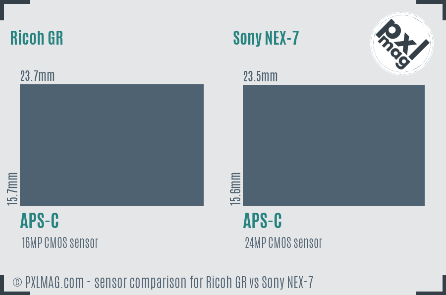 Ricoh GR vs Sony NEX-7 sensor size comparison