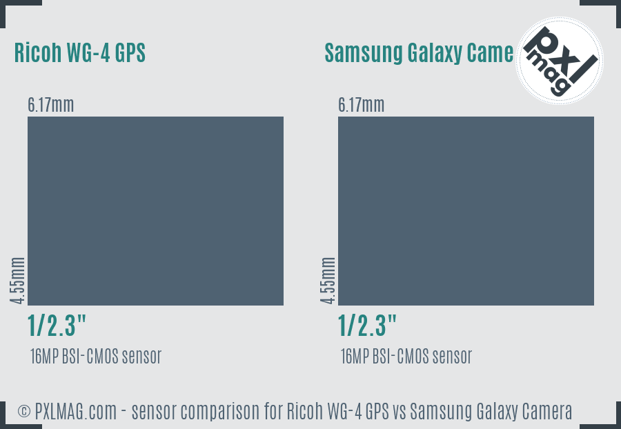 Ricoh WG-4 GPS vs Samsung Galaxy Camera sensor size comparison