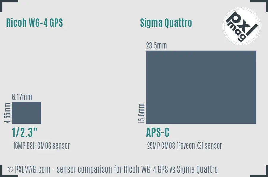 Ricoh WG-4 GPS vs Sigma Quattro sensor size comparison