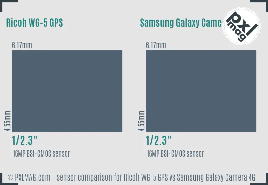 Ricoh WG-5 GPS vs Samsung Galaxy Camera 4G sensor size comparison