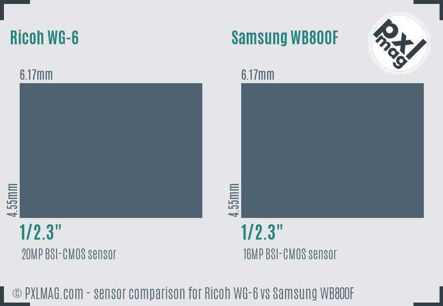 Ricoh WG-6 vs Samsung WB800F sensor size comparison
