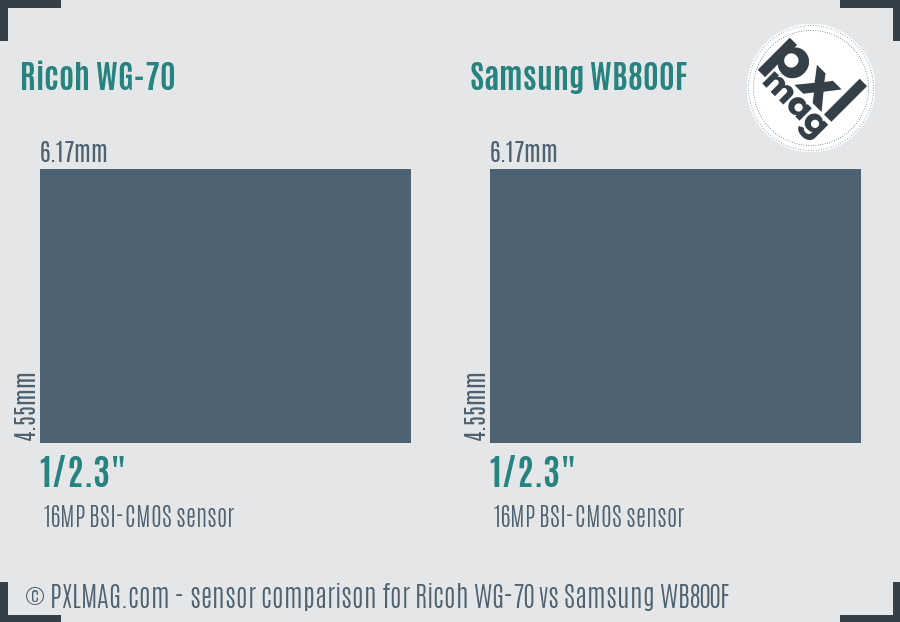 Ricoh WG-70 vs Samsung WB800F sensor size comparison