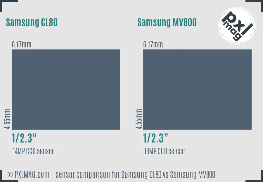 Samsung CL80 vs Samsung MV800 sensor size comparison