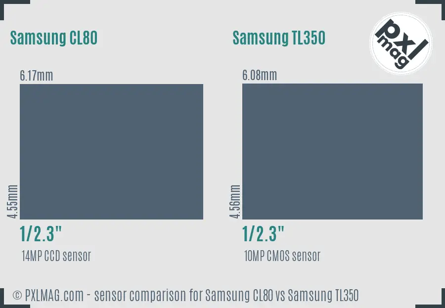 Samsung CL80 vs Samsung TL350 sensor size comparison