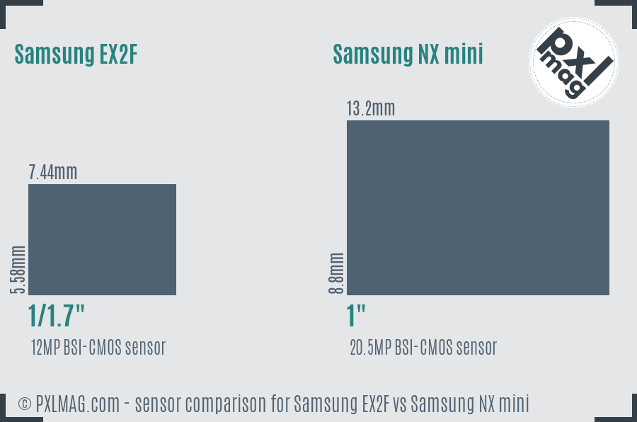Samsung EX2F vs Samsung NX mini sensor size comparison