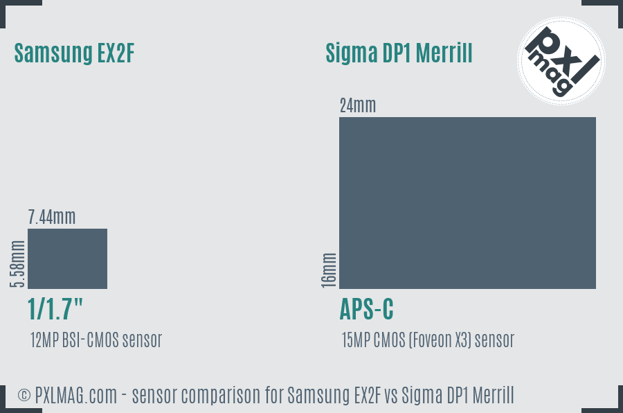 Samsung EX2F vs Sigma DP1 Merrill sensor size comparison