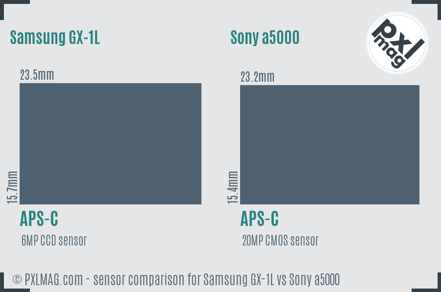 Samsung GX-1L vs Sony a5000 sensor size comparison
