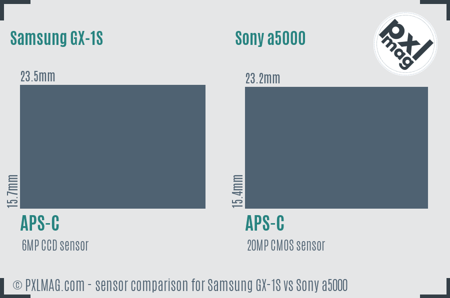 Samsung GX-1S vs Sony a5000 sensor size comparison