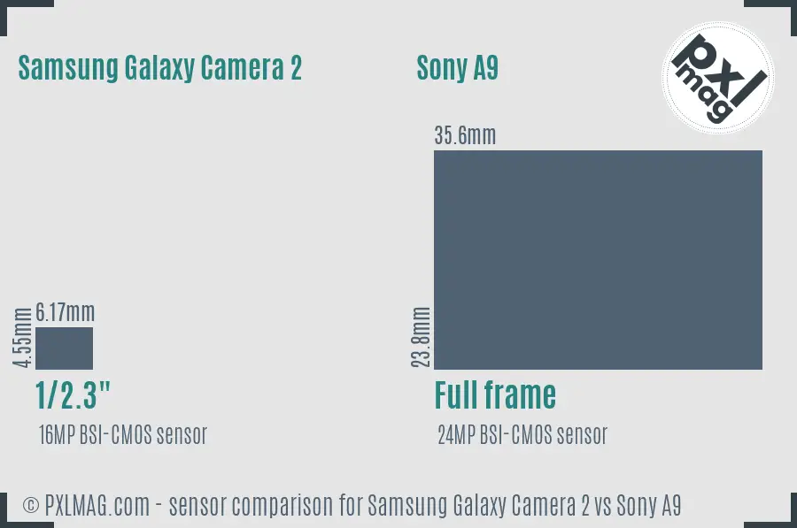 Samsung Galaxy Camera 2 vs Sony A9 sensor size comparison