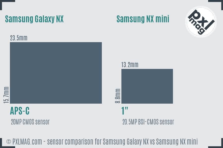 Samsung Galaxy NX vs Samsung NX mini sensor size comparison