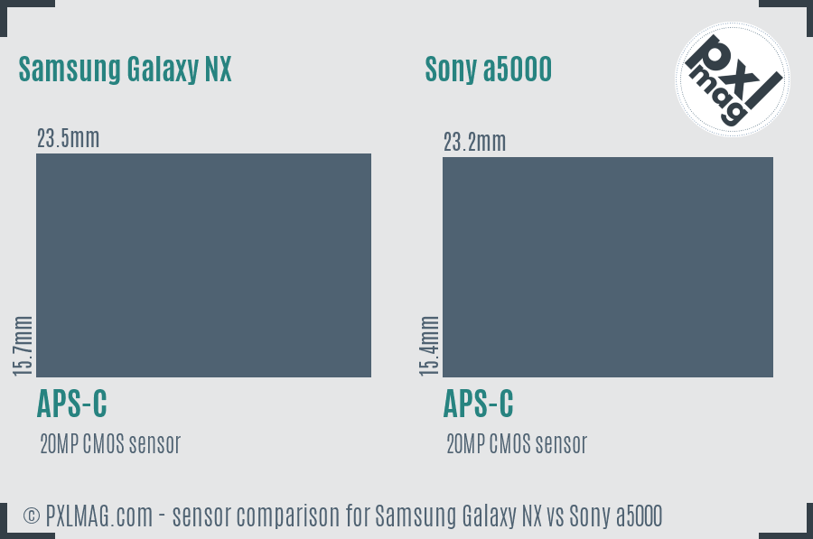 Samsung Galaxy NX vs Sony a5000 sensor size comparison