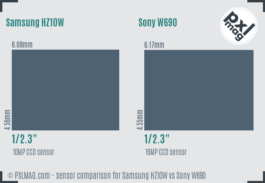 Samsung HZ10W vs Sony W690 sensor size comparison