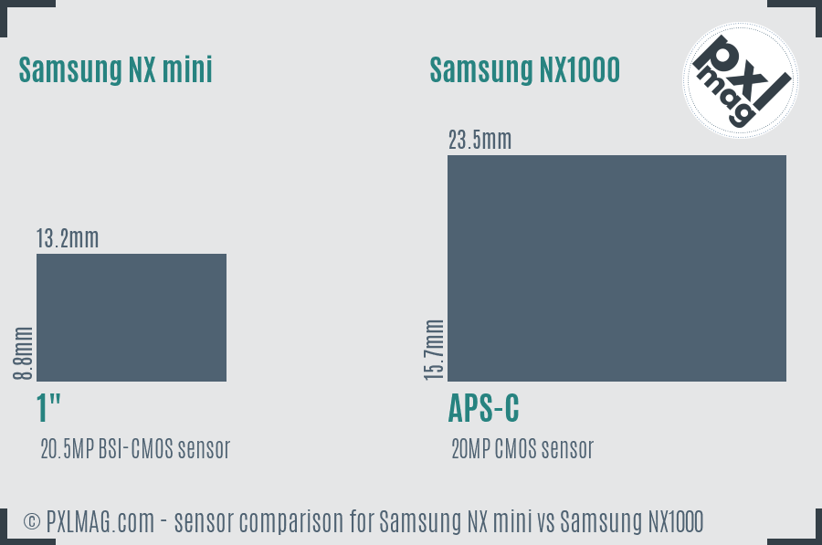 Samsung NX mini vs Samsung NX1000 sensor size comparison