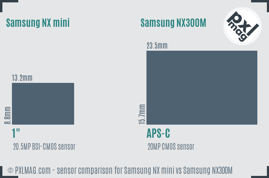 Samsung NX mini vs Samsung NX300M sensor size comparison