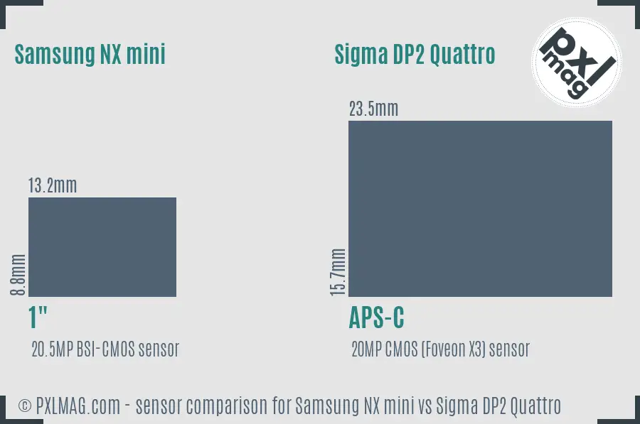 Samsung NX mini vs Sigma DP2 Quattro sensor size comparison