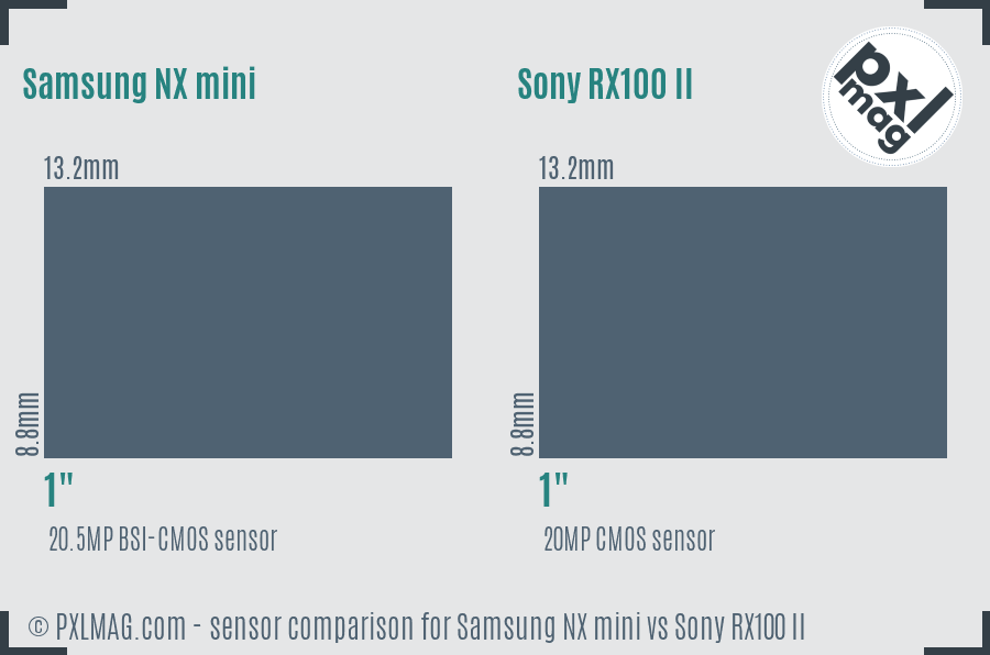 Samsung NX mini vs Sony RX100 II sensor size comparison