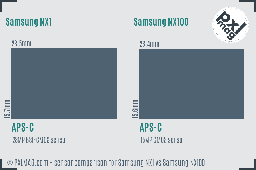Samsung NX1 vs Samsung NX100 sensor size comparison