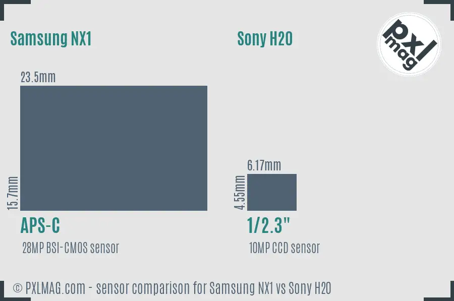 Samsung NX1 vs Sony H20 sensor size comparison