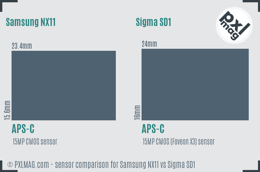 Samsung NX11 vs Sigma SD1 sensor size comparison