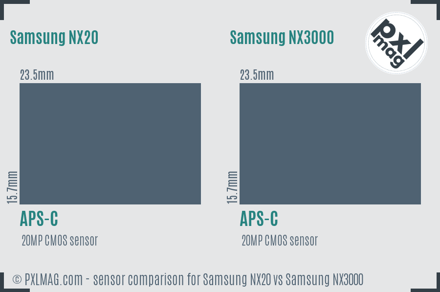 Samsung NX20 vs Samsung NX3000 sensor size comparison