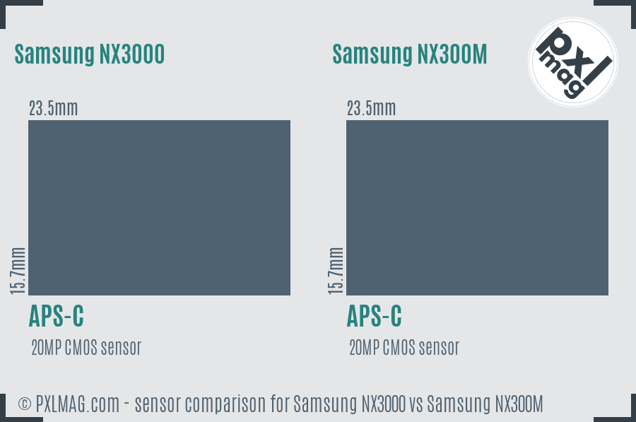 Samsung NX3000 vs Samsung NX300M sensor size comparison
