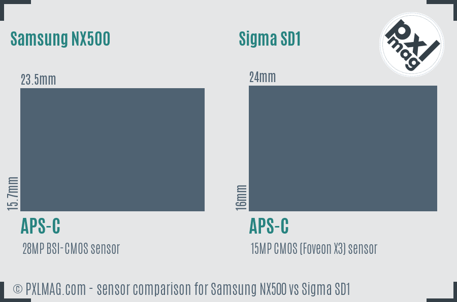 Samsung NX500 vs Sigma SD1 sensor size comparison