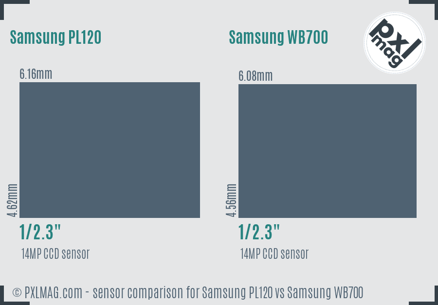 Samsung PL120 vs Samsung WB700 sensor size comparison