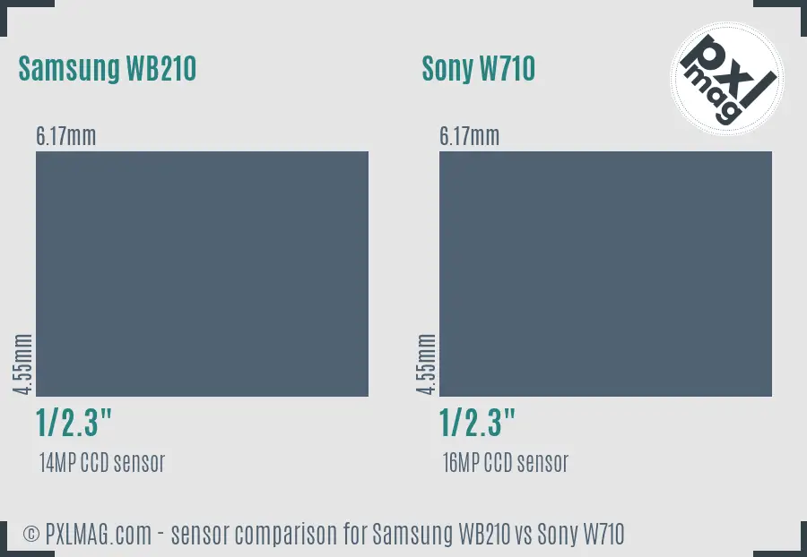 Samsung WB210 vs Sony W710 sensor size comparison Samsung WB210 vs Sony W710 sensor size comparison