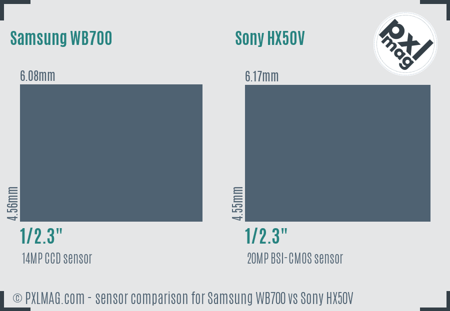 Samsung WB700 vs Sony HX50V sensor size comparison Samsung WB700 vs Sony HX50V sensor size comparison