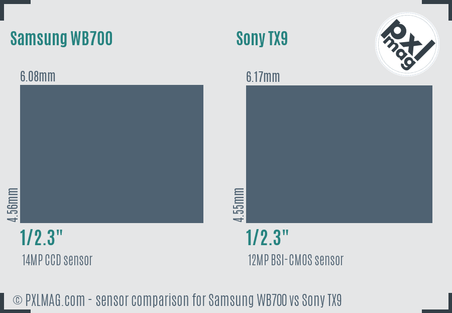 Samsung WB700 vs Sony TX9 sensor size comparison Samsung WB700 vs Sony TX9 sensor size comparison