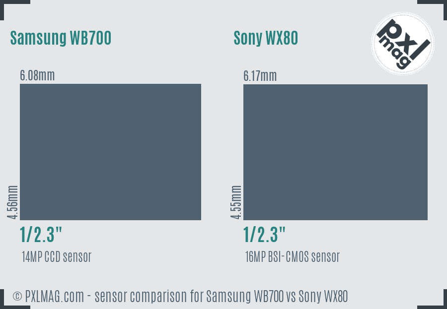 Samsung WB700 vs Sony WX80 sensor size comparison