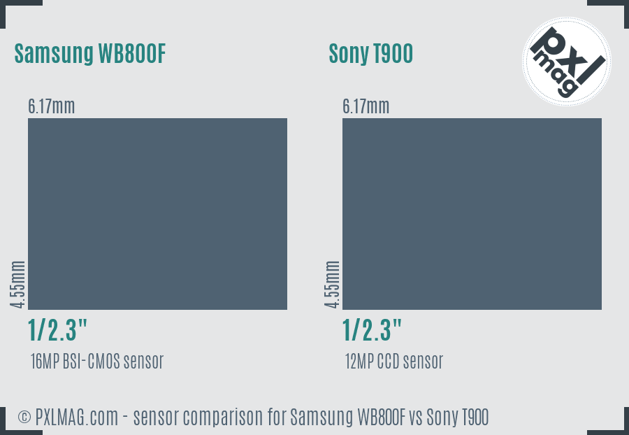 Samsung WB800F vs Sony T900 sensor size comparison