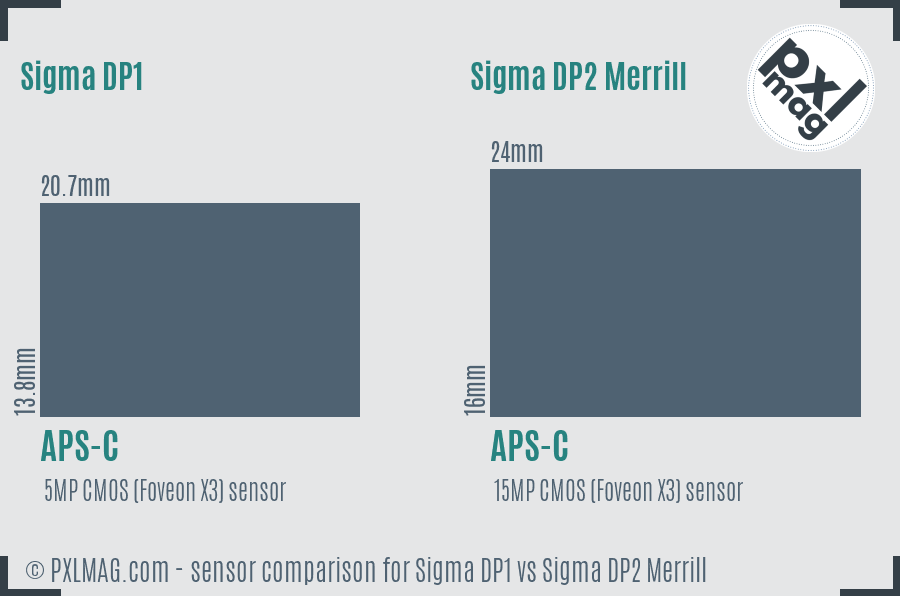Sigma DP1 vs Sigma DP2 Merrill sensor size comparison