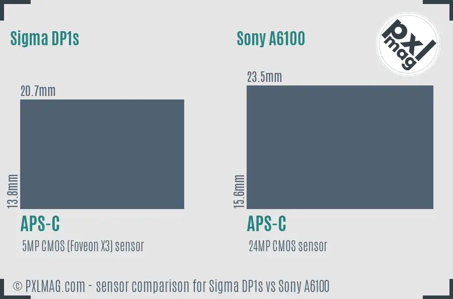 Sigma DP1s vs Sony A6100 sensor size comparison