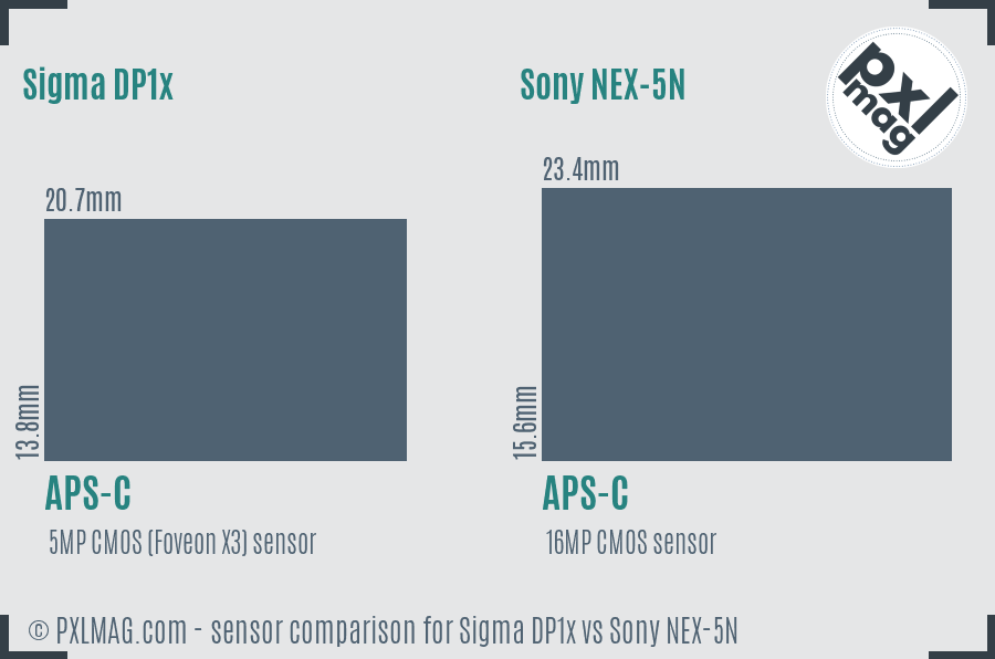 Sigma DP1x vs Sony NEX-5N sensor size comparison