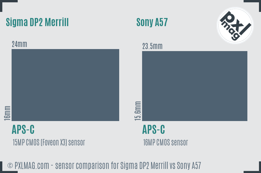 Sigma DP2 Merrill vs Sony A57 sensor size comparison