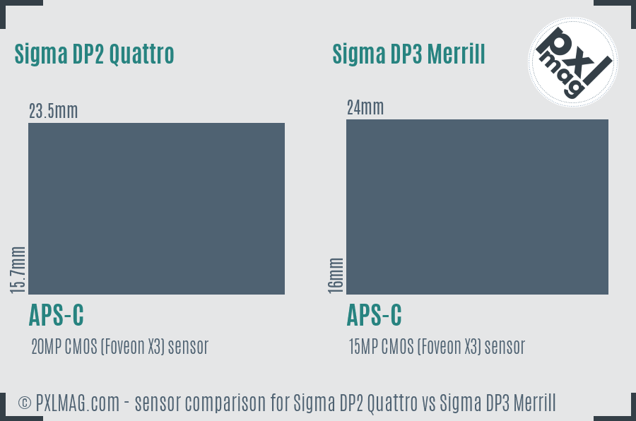 Sigma DP2 Quattro vs Sigma DP3 Merrill sensor size comparison