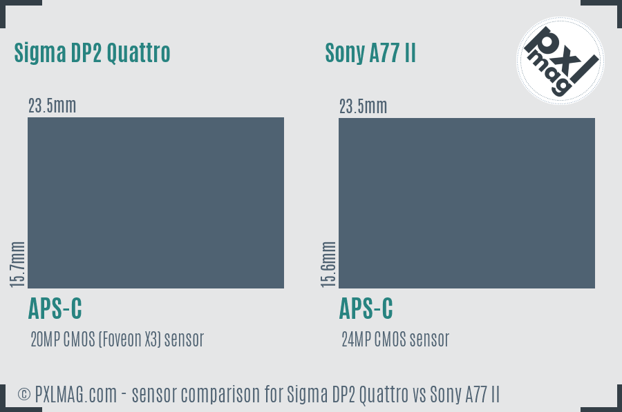 Sigma DP2 Quattro vs Sony A77 II sensor size comparison