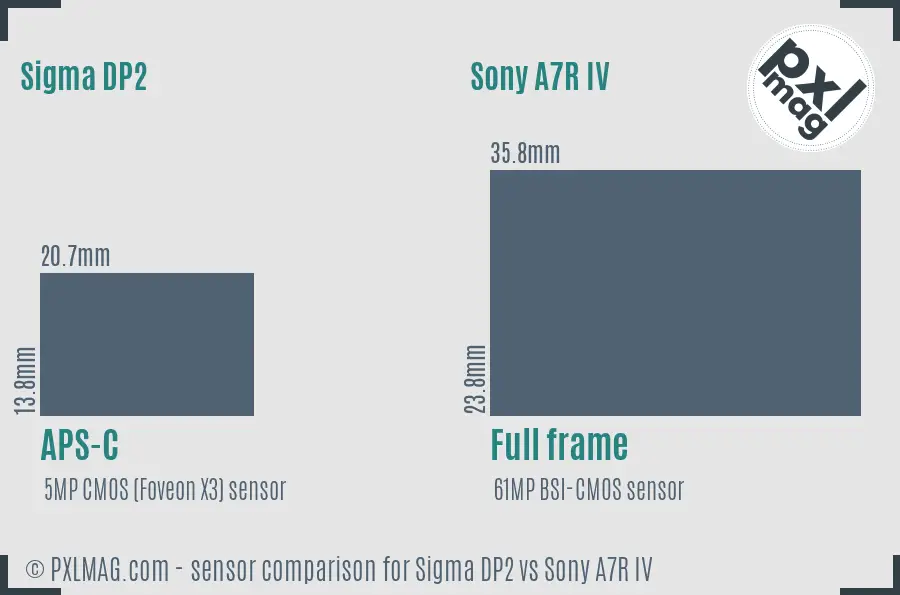 Sigma DP2 vs Sony A7R IV sensor size comparison