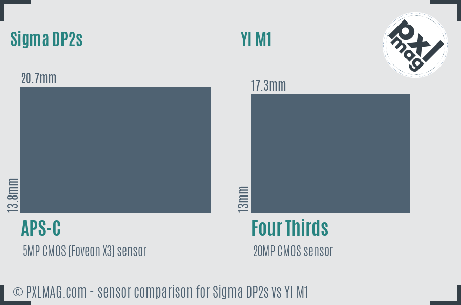 Sigma DP2s vs YI M1 sensor size comparison