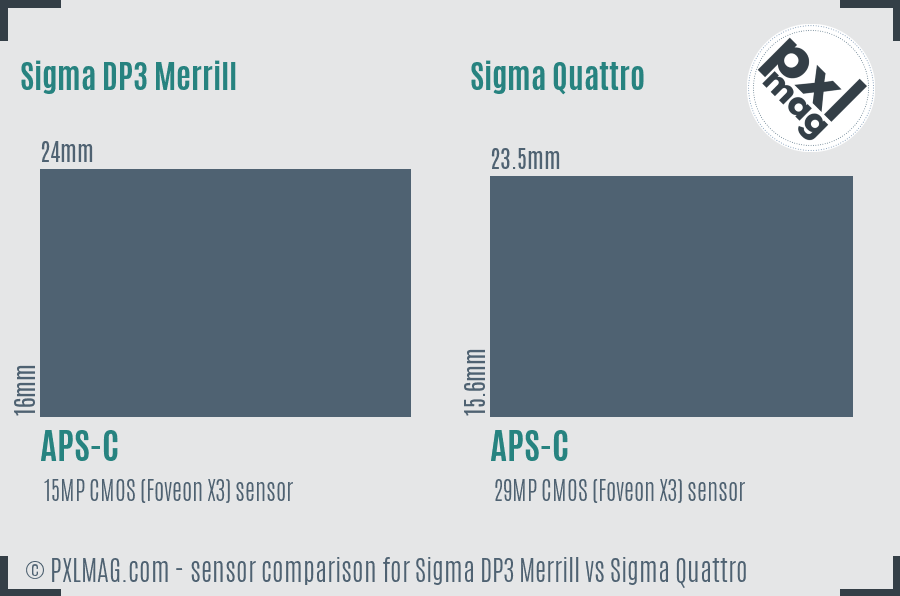 Sigma DP3 Merrill vs Sigma Quattro sensor size comparison